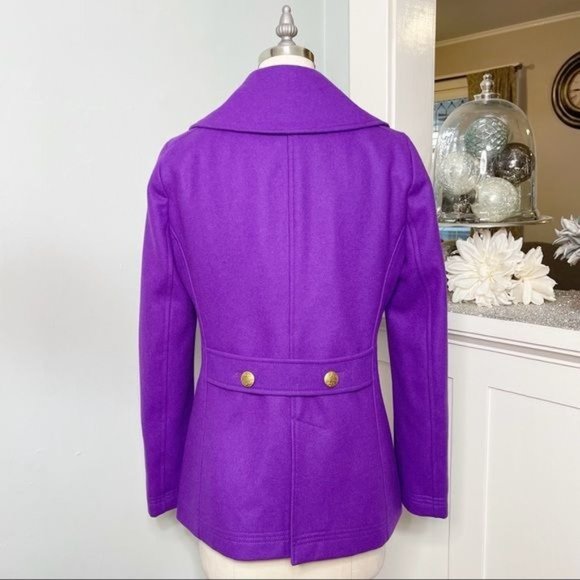 J. Crew Purple Wool Peacoat Classic Dress Coat 4 Small - Picture 6 of 10